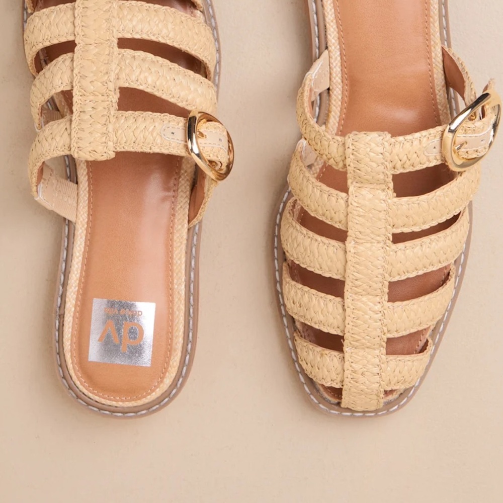 DV by Dolce Vita Raffia Strap Mules - Cream